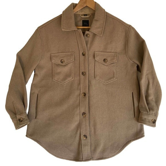 RDI Tops - RDI Shirt Jacket Shacket Heavy Textured Knit Size Large Button Up Long Sleeve